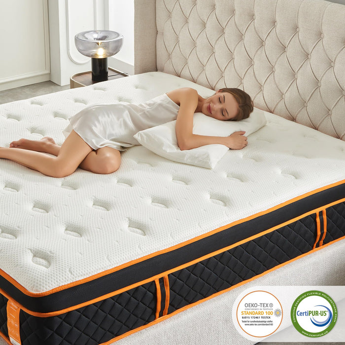 CHRIXANEIR 14 Inch King Size Hybrid Mattress, Medium Firm Gel Memory Foam Euro Top Mattress in a Box and Pocket Springs, CertiPUR-US Certified, Balance Support & Pain-Relief.