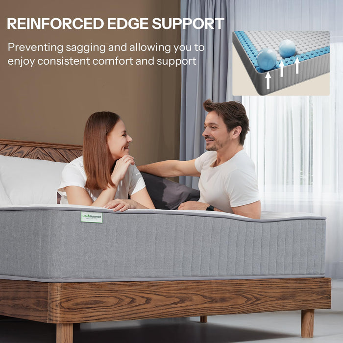 Hybrid Queen Mattress 12 Inch, Made in USA Queen Size Mattresses in a Box, Cooling Gel Memory Foam Colchones with Pocket Coils, Motion Isolation, Pressure Relief, Medium Bed Mattresses, CertiPUR-US