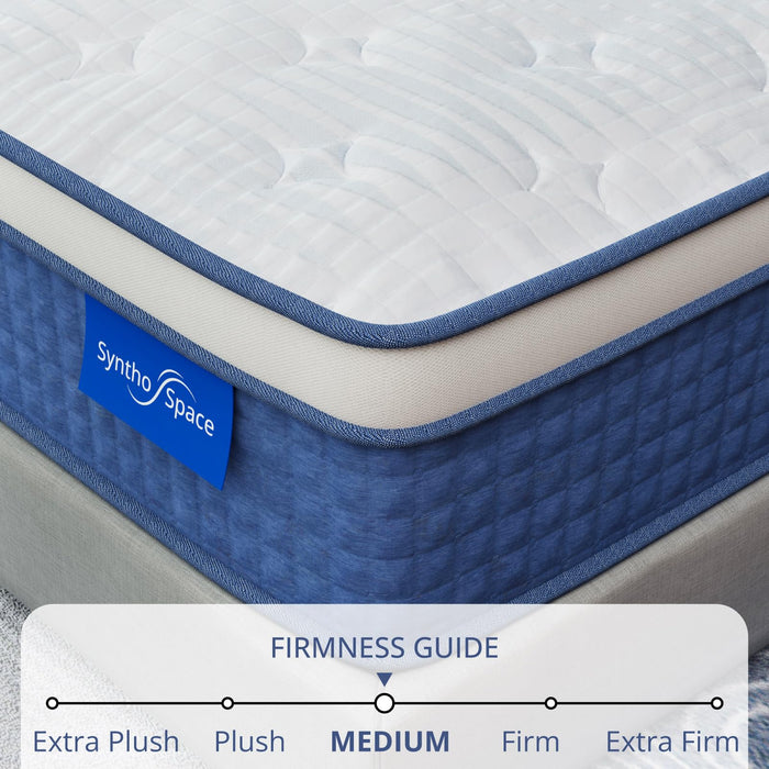 SynthoSpace Queen Mattress 12 Inch Hybrid Mattress in a Box, Medium Firmness, Foam and Individual Pocket Springs for Motion Isolation & Pressure Relief, CertiPUR-US Certified, 60" x 80"