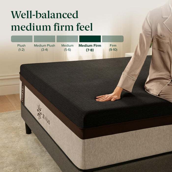 Zinus Lumbar+ Premium 14 Inch Memory Foam Mattress, Lumbar Support, Targeted Pressure Relief, Cooling Gel and Green Tea, Cool-to-The-Touch Cover, Medium Firm Feel, CertiPUR US Certified, Queen