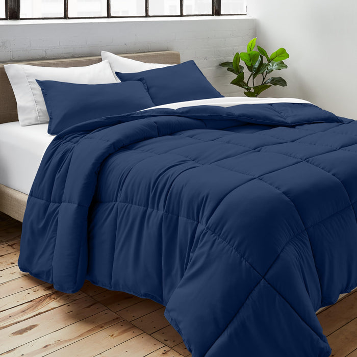 Bare Home Duvet Insert Comforter - Twin/Twin Extra Long - 8 Duvet Loops - Goose Down Alternative - Ultra-Soft - Premium 1800 Series - All Season Warmth - Bedding Comforter (Twin/Twin XL, Dark Blue)