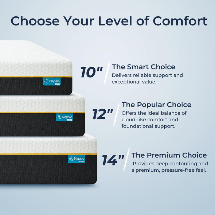 NAPSIE 14 Inch Queen Memory Foam Mattress in a Box, Cooling Gel Infused