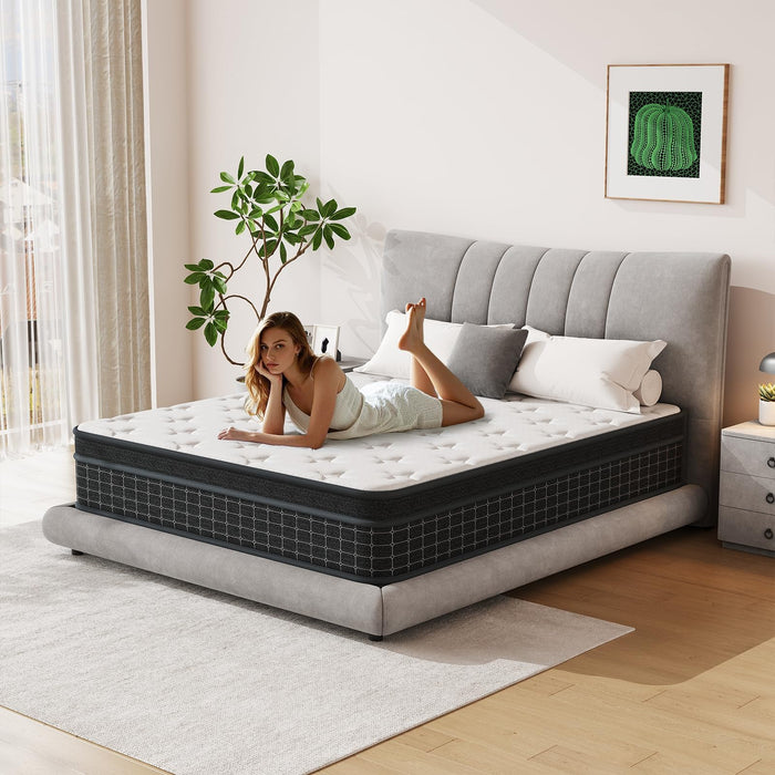 SupremeSleep Queen Mattress, 12 Inch Queen Size Mattresses in a Box, Individually Wrapped Pocket Coils for Isolate Motion,Pressure Relief, CertiPUR-US Certified, Support Comfort & Medium Firm