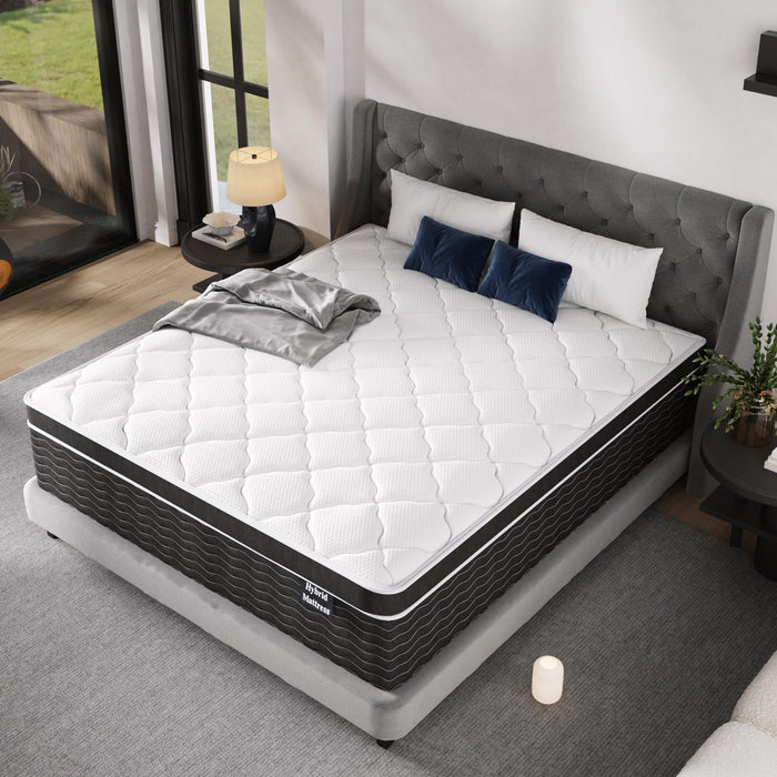 Ruoysun 10 inch Queen Mattress, Queen Bed Mattress in a Box, Cooling & Breathable Medium Firm Hybrid Mattresses with Gel Memory Foam and Pocket Springs,100 Night Sleep Trial, CertiPUR-US Certified