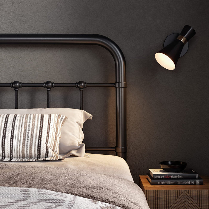 Allewie Full Metal Bed Frame with Victorian Iron-Art Headboard, Black