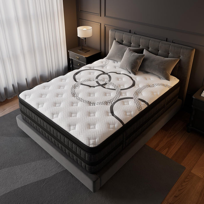 PUBPLON King Mattress 12 Inch Hybrid Mattresses Euro Top Medium Firm for Back & Lumbar Support, 365 Night Trial, Individual Pocket Spring Bed for Motion Isolation & Pressure Relief (12 Inch, King)