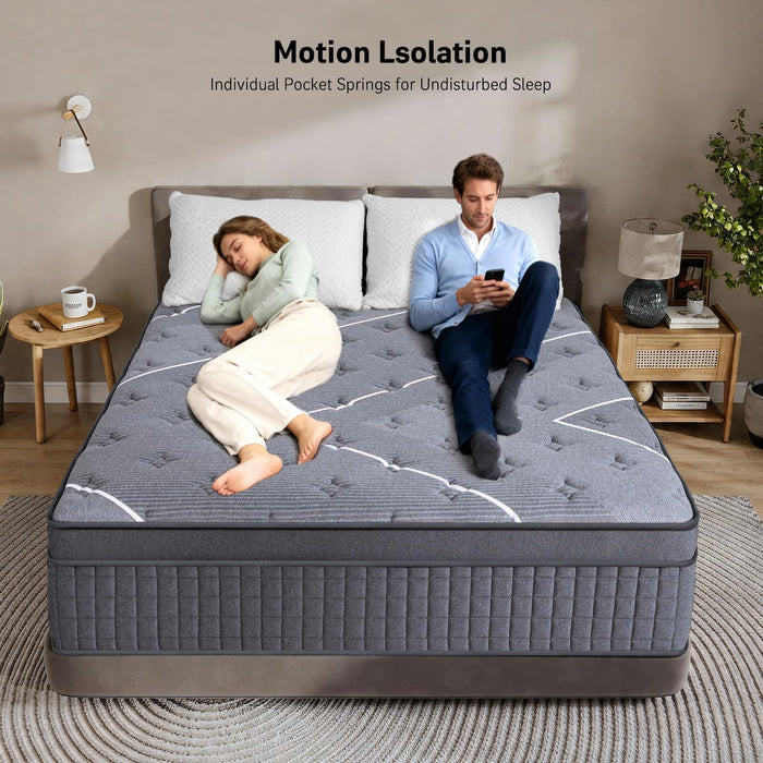 Queen Mattress, 14 Inch Queen Size Mattresses in a Box,Hotel-Level Luxury Upgraded Cooling Gel Memory Foam Upgraded Pocket Springs, Relieve Back Waist Pain, Zoned Support Medium Firm,365-Night Trial
