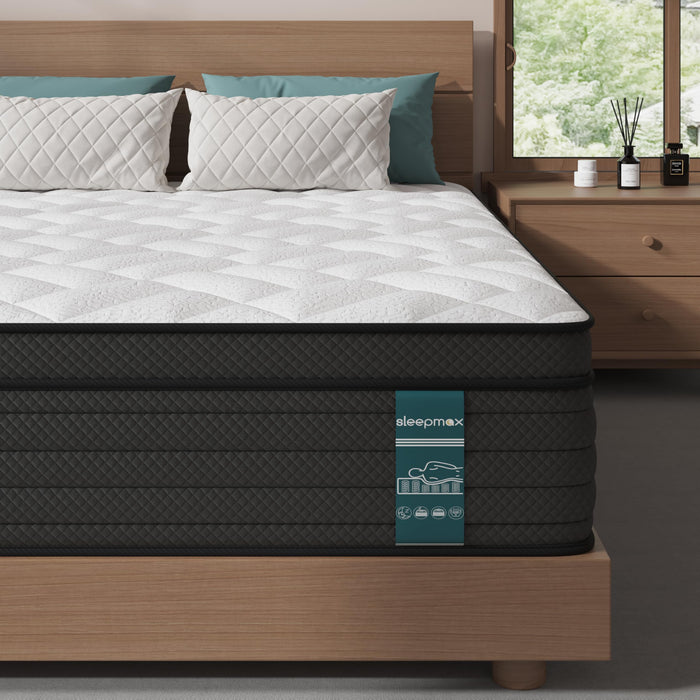 Sleepmax Queen Mattress 14 Inch, Cooling Pain Relief Hybrid Mattresses
