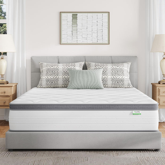 Novilla Queen Mattress, 12 Inch Hybrid Mattress Queen Combine Innerspring and Comfort Foam Layer, Pressure Relief & Motion Isolation, Medium Firm Feel