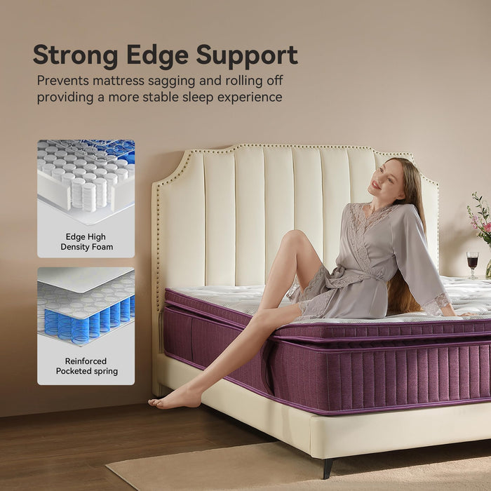 BedsPick Full Size Mattress, 12 inch Hybrid Mattress in a Box Pillow Top with Gel Memory Foam and Pocketed Coils for Lumbar Support, Spinal Pressure Relief, Medium Firm, CertiPUR-US Certified