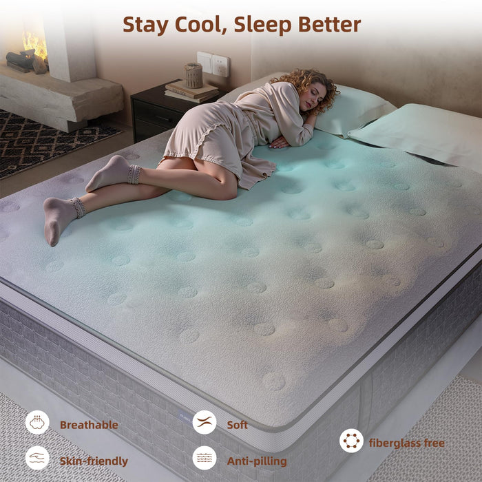 Mattress Queen Size, Medium Firm 12 Inch Mattress with Extra Lumbar & Shoulder Support, Hybrid Mattresses with Gel Memory Foam Pain Relief - Fiberglass Free - No Odor - 365 Night Trial