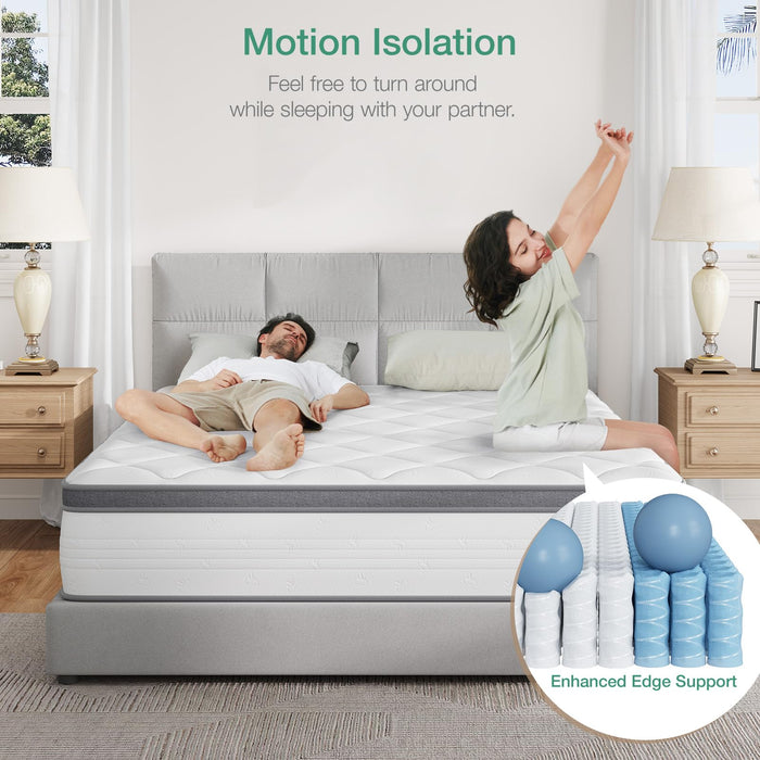 Novilla Queen Mattress, 12 Inch Hybrid Mattress Queen Combine Innerspring and Comfort Foam Layer, Pressure Relief & Motion Isolation, Medium Firm Feel