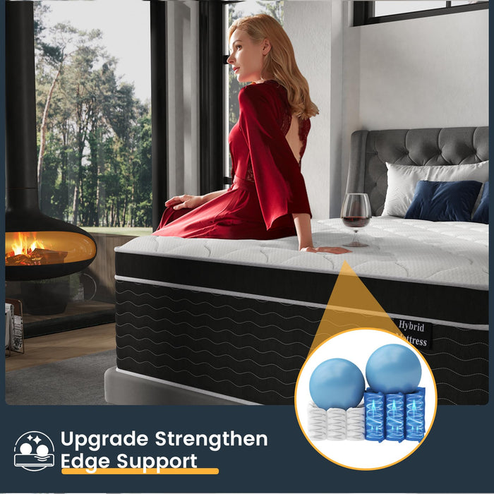 Ruoysun 10 inch Queen Mattress, Queen Bed Mattress in a Box, Cooling & Breathable Medium Firm Hybrid Mattresses with Gel Memory Foam and Pocket Springs,100 Night Sleep Trial, CertiPUR-US Certified