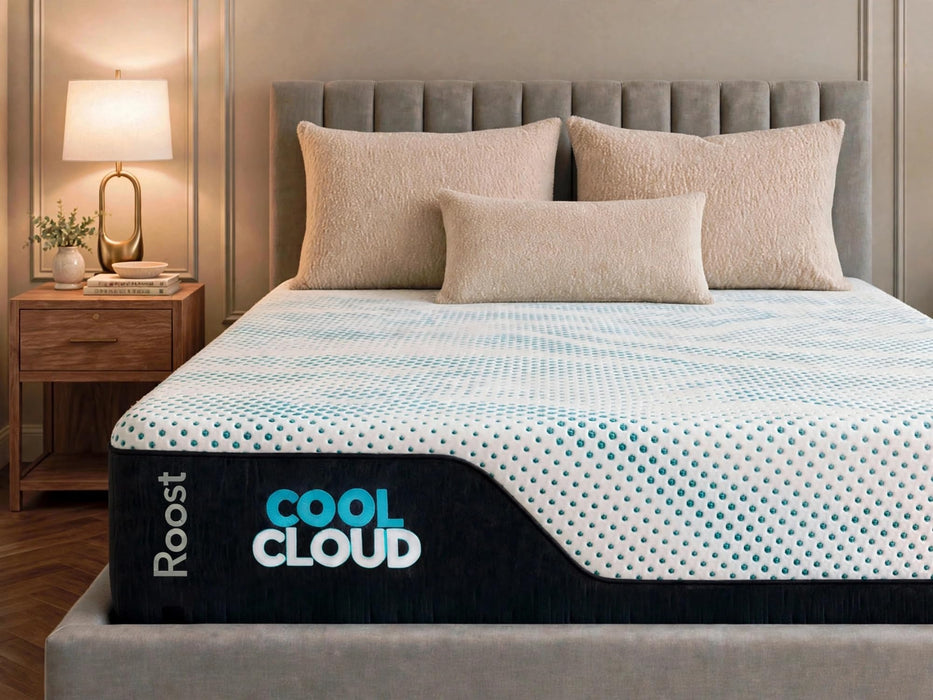 ROOST SLEEP Cool Cloud 12-Inch Queen Mattress, Gel Memory Foam for Back Pain Relief & Cool Sleep, Medium Plush, CertiPUR-US Certified, Made in USA, Bed in a Box