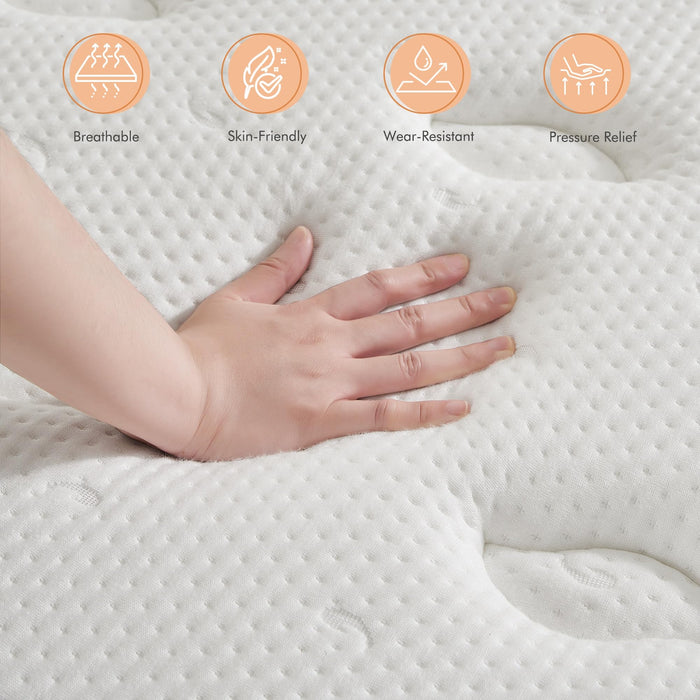 CHRIXANEIR 14 Inch King Size Hybrid Mattress, Medium Firm Gel Memory Foam Euro Top Mattress in a Box and Pocket Springs, CertiPUR-US Certified, Balance Support & Pain-Relief.