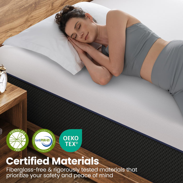 VISCOFLEX Queen Memory Foam Mattress 14 Inch - Extra Firm Mattress Queen Size for Back Pain Relief - Optimal Lumbar Support & Low Motion Transfer - CertiPUR-US Certified Non-Toxic Materials