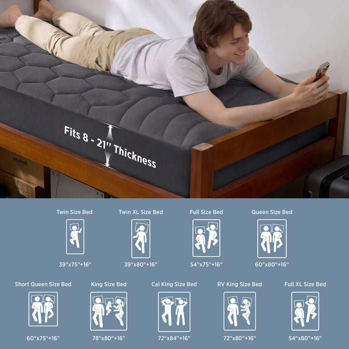 Bedsure Grey Twin XL Mattress Pad - Soft Mattress Topper for College Dorm Room Essentials, Extra Long Twin Bed Cover Protector with 8-21 Inches Deep Pocket, Washable, Grey, 39x80 Inches