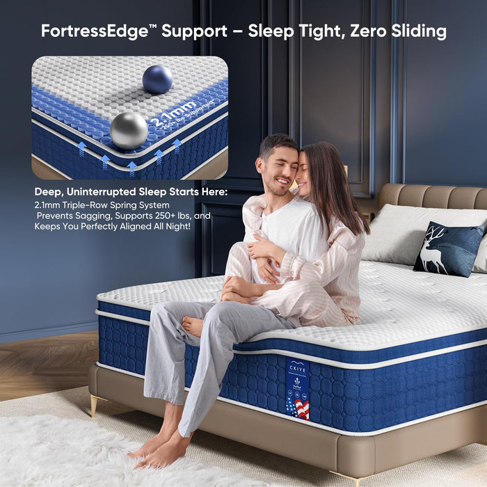 12 inch Queen Size Mattress 80"*60"*12" Hybrid Medium Firm Memory Foam in a Box with Pocket Springs CertiPUR US Extra Edge Support Anti-Sag Design Pressure Relief Queen Mattress