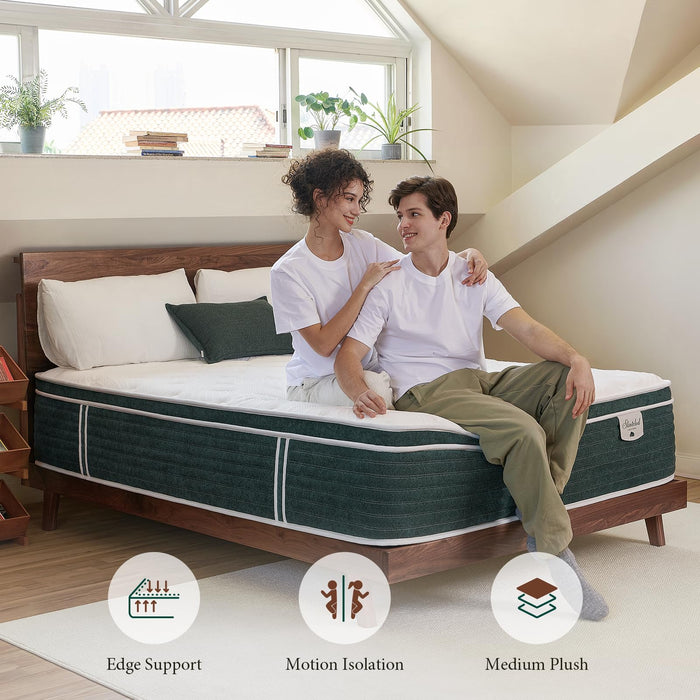 Slintclod Hybrid 14 Inch Queen Mattress- Medium Plush- Contouring Gel Memory Foam & Innerspring Coils - Cooling Upgrade- CertiPUR-US Certified - Pressure Relief Layers- No Fiberglass- Forever Warranty