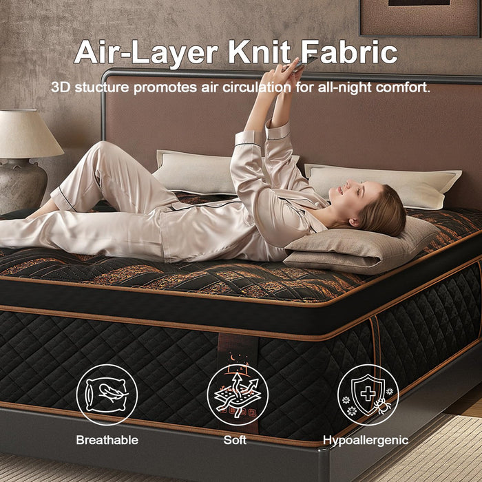 VISCOUNTESS Full Hybrid Mattress 14 Inch, Medium Mattress Euro Top for Back & Lumbar Support, Individual Pocket Spring for Motion Isolation & Pressure Relief