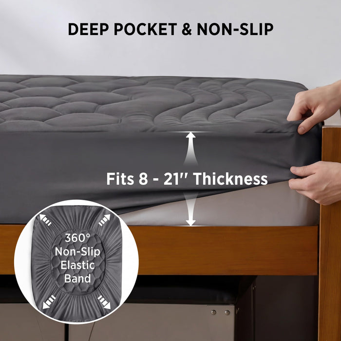 Bedsure Grey Twin XL Mattress Pad - Soft Mattress Topper for College Dorm Room Essentials, Extra Long Twin Bed Cover Protector with 8-21 Inches Deep Pocket, Washable, Grey, 39x80 Inches