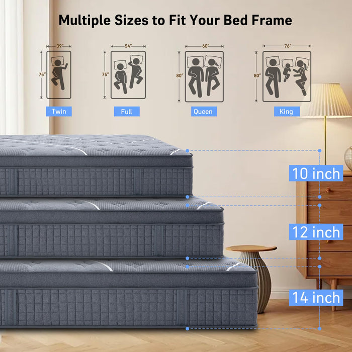Queen Mattress, 14 Inch Queen Size Mattresses in a Box,Hotel-Level Luxury Upgraded Cooling Gel Memory Foam Upgraded Pocket Springs, Relieve Back Waist Pain, Zoned Support Medium Firm,365-Night Trial