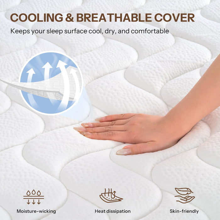 Hybrid Queen Mattress 12 Inch, Made in USA Queen Size Mattresses in a Box, Cooling Gel Memory Foam Colchones with Pocket Coils, Motion Isolation, Pressure Relief, Medium Bed Mattresses, CertiPUR-US
