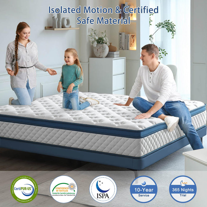 Laccard King Size Mattress, 14 Inch Medium Firm Hybrid King Bed Mattresses, Memory Foam Mattress in a Box for Pressure Relief, Individual Pocket Spring-Motion Isolation with Edge Support, CertiPUR-US