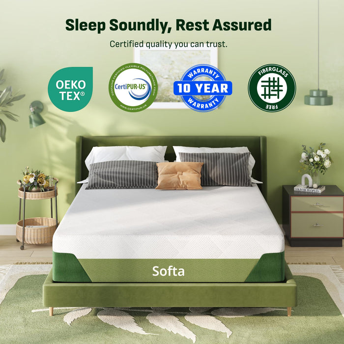 Softa 12 Inch Twin Cooling Gel Memory Foam Mattress, Viscose from Bamboo, 3-Layered Mattress with Green Tea Support, Medium Firmness, CertiPUR-US Certified, Washable, 10-Year Warranty, Bed-in-a-Box