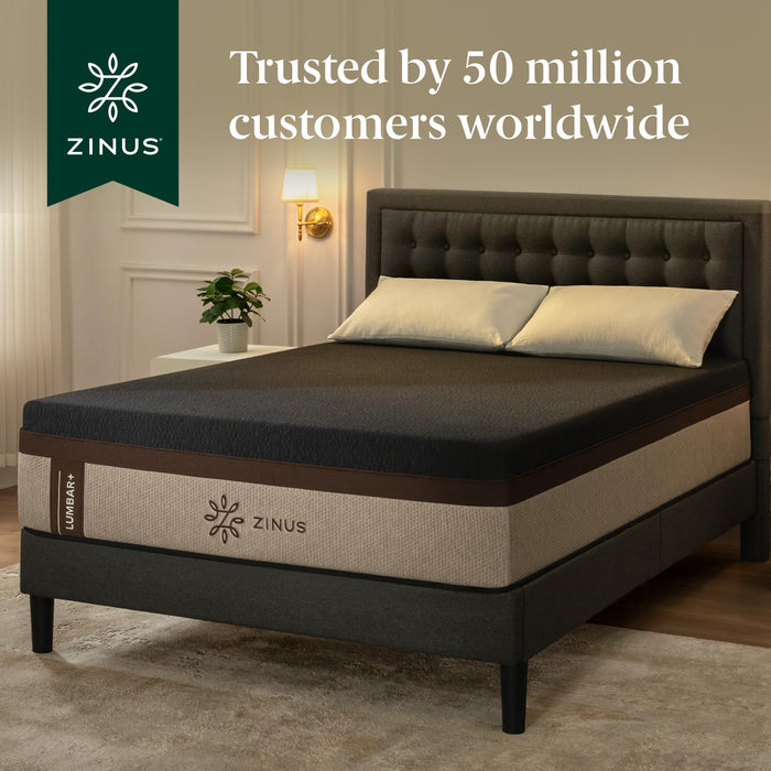 Zinus Lumbar+ Premium 14 Inch Memory Foam Mattress, Lumbar Support, Targeted Pressure Relief, Cooling Gel and Green Tea, Cool-to-The-Touch Cover, Medium Firm Feel, CertiPUR US Certified, Queen