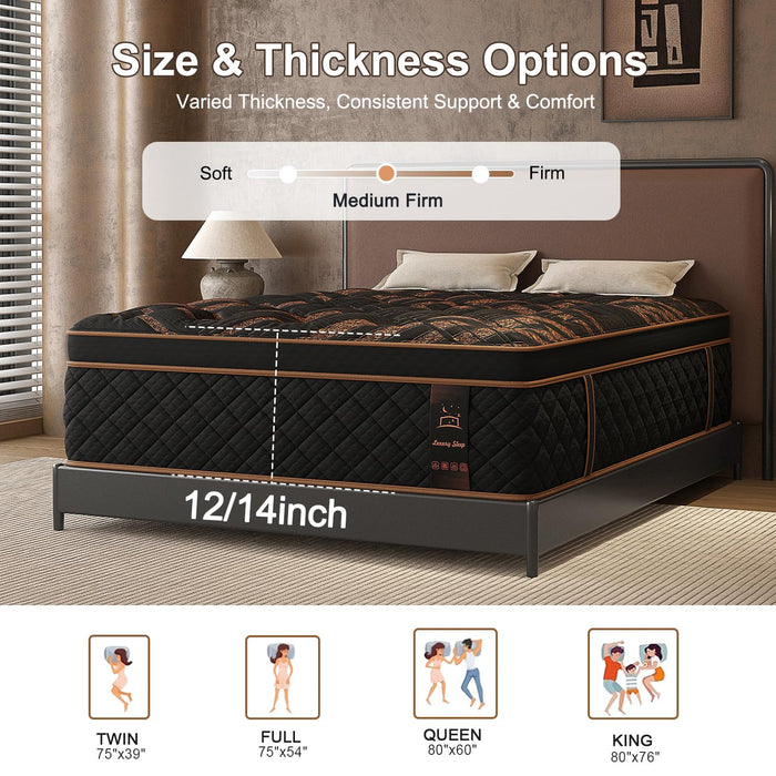 VISCOUNTESS Full Hybrid Mattress 14 Inch, Medium Mattress Euro Top for Back & Lumbar Support, Individual Pocket Spring for Motion Isolation & Pressure Relief