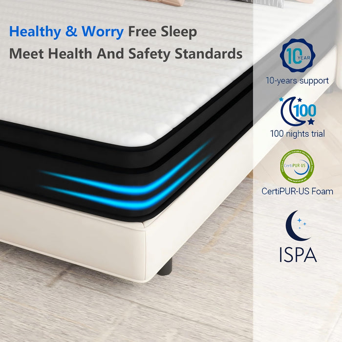 Crayan Queen Mattress, 12 Inch Hybrid Memory Foam Mattress in a Box with Individual Pocket Spring for Motion Isolation & Silent Sleep, CertiPUR-US