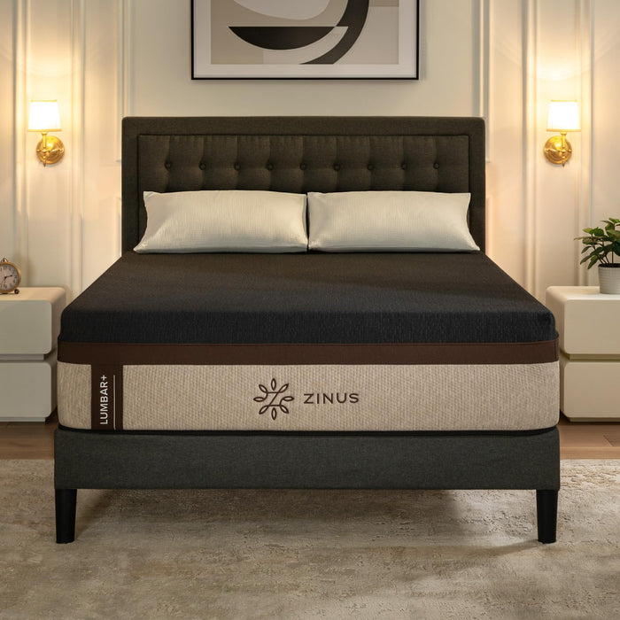 Zinus Lumbar+ Premium 14 Inch Memory Foam Mattress, Lumbar Support, Targeted Pressure Relief, Cooling Gel and Green Tea, Cool-to-The-Touch Cover, Medium Firm Feel, CertiPUR US Certified, Queen