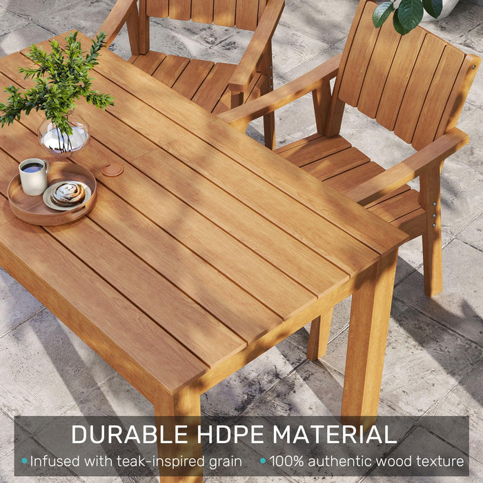 ZHUSI Patio Table and Chairs Set, Outdoor Table and Chairs,HDPE Outdoor Dining Set with Umbrella Hole for Backyard, Poolside, Porch 6 Armchairs