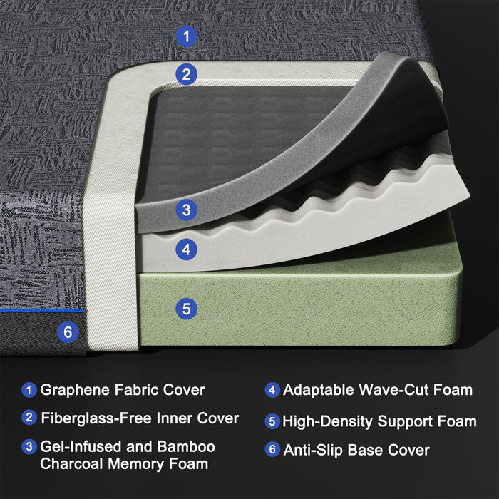 AMADA HOMEFURNISHING 12 Inch Queen Size Memory Foam Mattress, Cooling Sleep & Pressure Relief, Medium Firm Plus Feel & Fiberglass-Free, CertiPUR-US Certified Mattress Bed in a Box