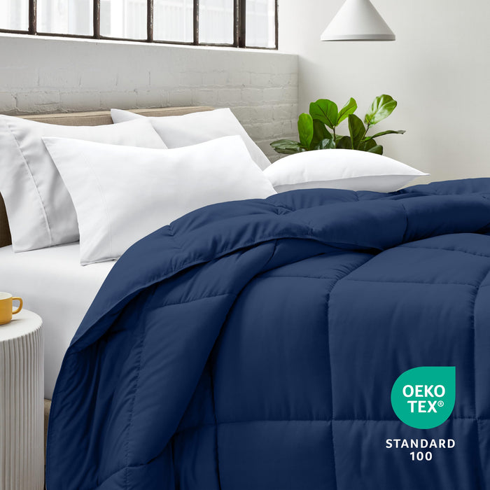 Bare Home Duvet Insert Comforter - Twin/Twin Extra Long - 8 Duvet Loops - Goose Down Alternative - Ultra-Soft - Premium 1800 Series - All Season Warmth - Bedding Comforter (Twin/Twin XL, Dark Blue)