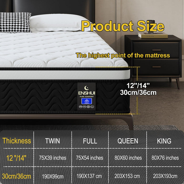Twin 12-Inch Hybrid Mattress with Gel Memory Foam & Pocket Springs, Medium Firm, Breathable - Back Pain & Pressure Relief, Motion Isolation with Edge Support, CertiPUR-US Certified 100 Night Trial