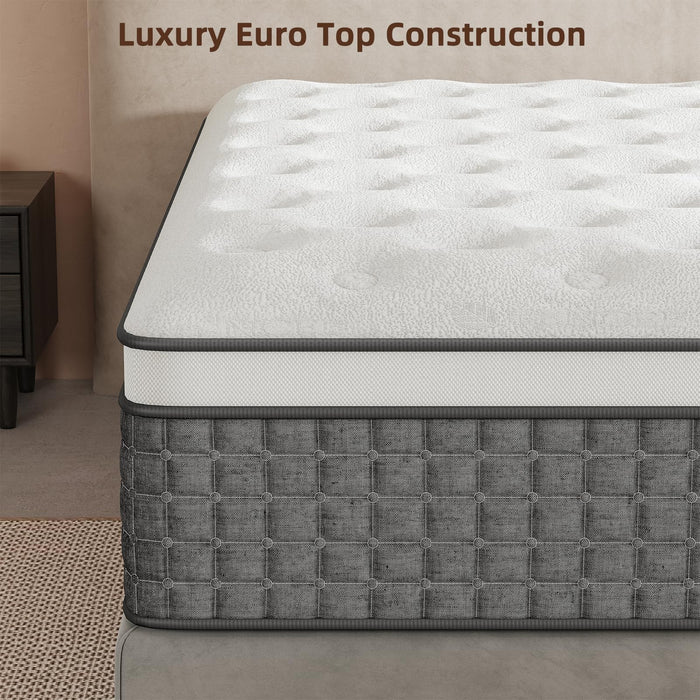 Mattress Queen Size, Medium Firm 12 Inch Mattress with Extra Lumbar & Shoulder Support, Hybrid Mattresses with Gel Memory Foam Pain Relief - Fiberglass Free - No Odor - 365 Night Trial