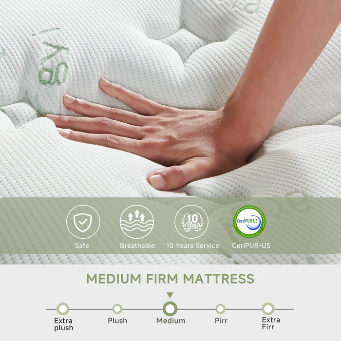 Queen Size Mattress 14 Inch, Medium Firm Memory Foam Hybrid Mattress with Individual Pocket Spring - Pressure Relief, Motion Isolation, Cool Sleep, 60" x 80"