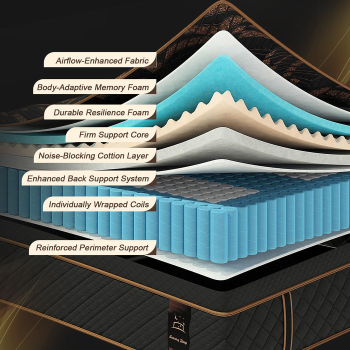 VISCOUNTESS Full Hybrid Mattress 14 Inch, Medium Mattress Euro Top for Back & Lumbar Support, Individual Pocket Spring for Motion Isolation & Pressure Relief