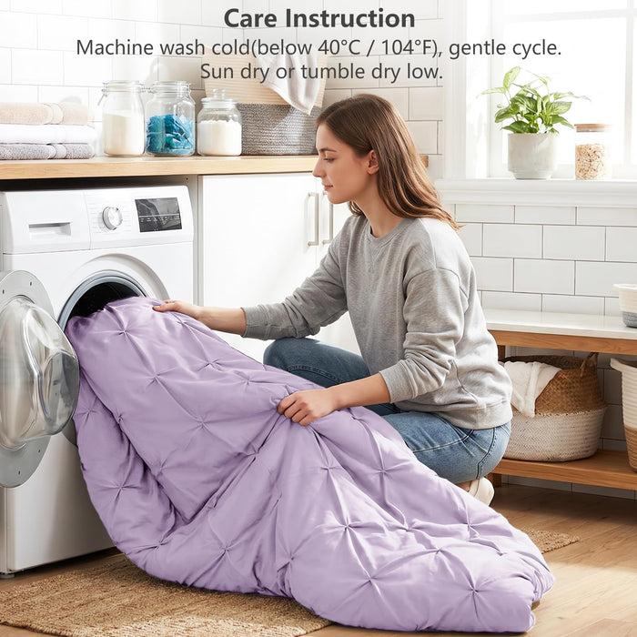 CozyLux Twin XL Comforter Set Lavender, 5 Pieces Pintuck Bed in a Bag