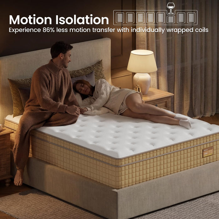 BedStory 14 inch Medium Firm King Mattress, Deep Sleep Hybrid Mattresses in a Box, Zoned Lumbar Support for & Back Pain Relief, Made in USA, CertiPUR-US Certified, 365 Night Trial, 10-Year