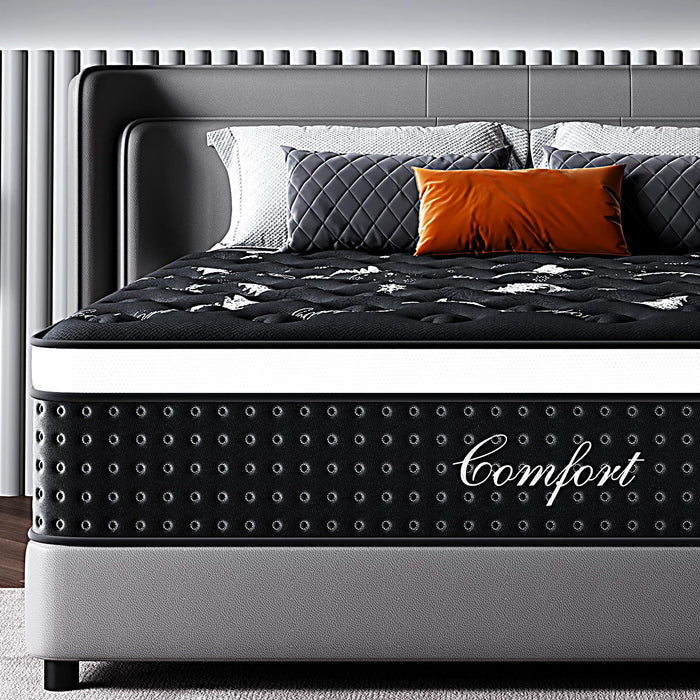 Dkibcum Queen Mattress 12 Inch, Cooling Hybrid Bed in a Box, 7-Zones Individual Pocket Spring, Mattress Queen for Back Pain Relief & Motion Isolation, Fiberglass-Free, CertiPUR-US, 365-Night Trial