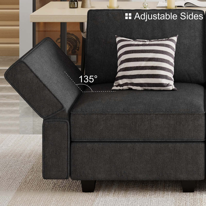 Belffin Modular Sectional Sleeper Sofa Couch with Storage Ottoman Convertible Sectional Couches for Living Room Terry Reversible Chaise. Black Sofa