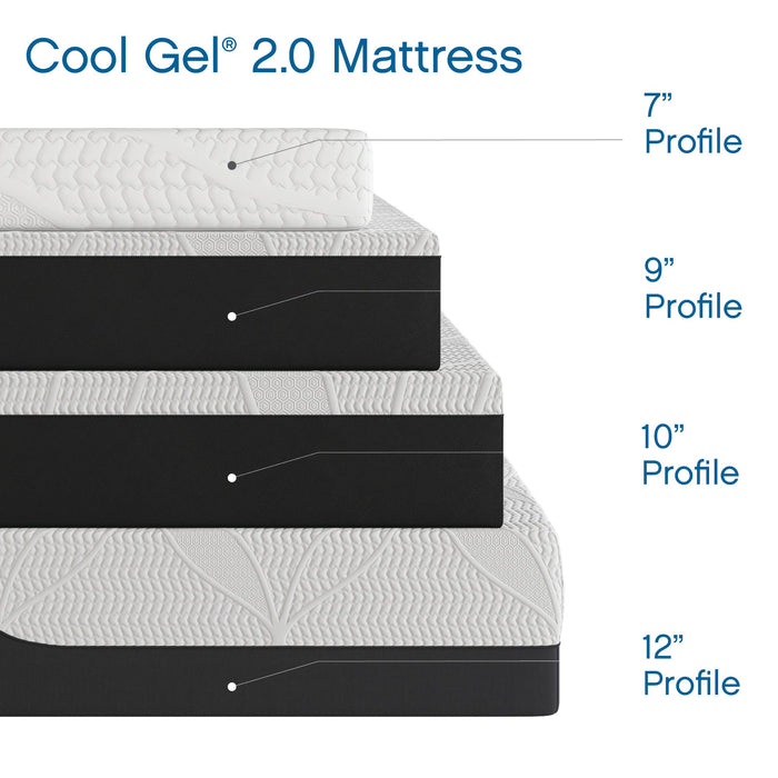 Cool Gel Memory Foam 14-Inch Mattress with 2 Bonus Pillows, CertiPUR-US Certified, Mattress in a Box, Queen, White