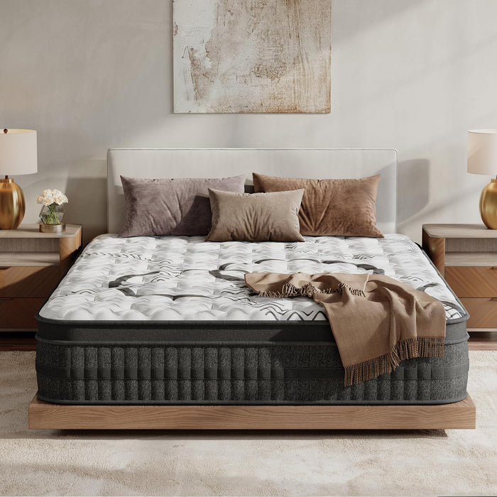 Luxysea Queen Mattress, 14 Inch Queen Size Mattresses in a Box, Memory Foam Hybrid Mattress, with Individual Pocket Spring for Motion Isolation & Silent Sleep, Pressure Relief, Plush Firmness