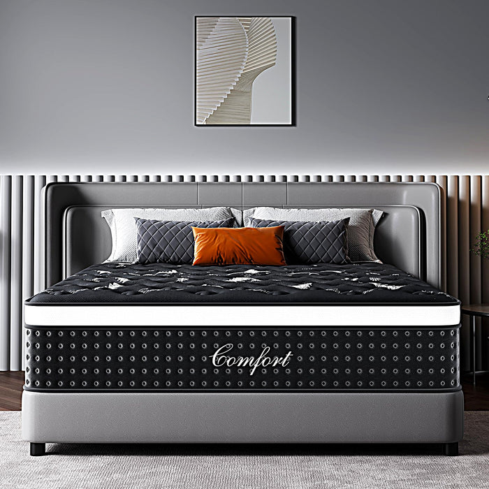 Dkibcum Queen Mattress 12 Inch, Cooling Hybrid Bed in a Box, 7-Zones Individual Pocket Spring, Mattress Queen for Back Pain Relief & Motion Isolation, Fiberglass-Free, CertiPUR-US, 365-Night Trial