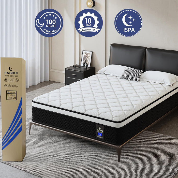 Twin 12-Inch Hybrid Mattress with Gel Memory Foam & Pocket Springs, Medium Firm, Breathable - Back Pain & Pressure Relief, Motion Isolation with Edge Support, CertiPUR-US Certified 100 Night Trial