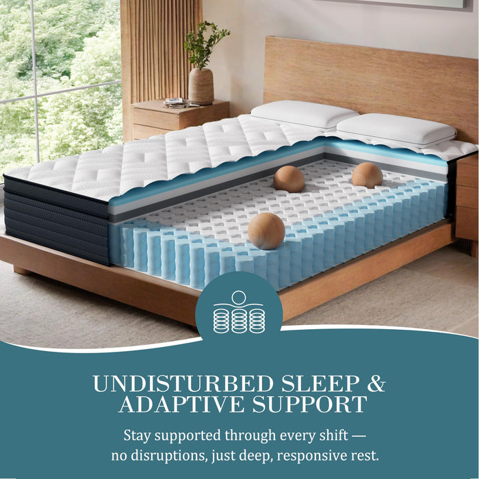 Sleepmax Queen Mattress 14 Inch, Cooling Pain Relief Hybrid Mattresses