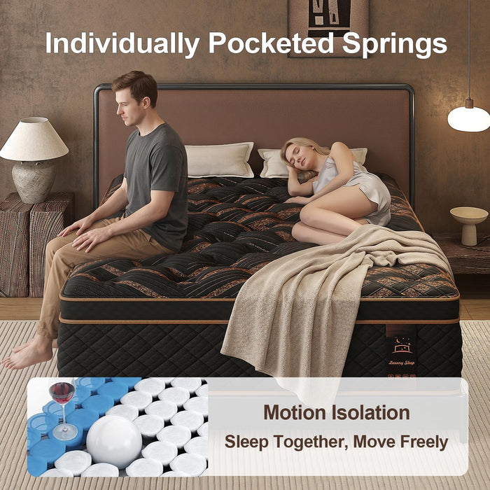 VISCOUNTESS Full Hybrid Mattress 14 Inch, Medium Mattress Euro Top for Back & Lumbar Support, Individual Pocket Spring for Motion Isolation & Pressure Relief